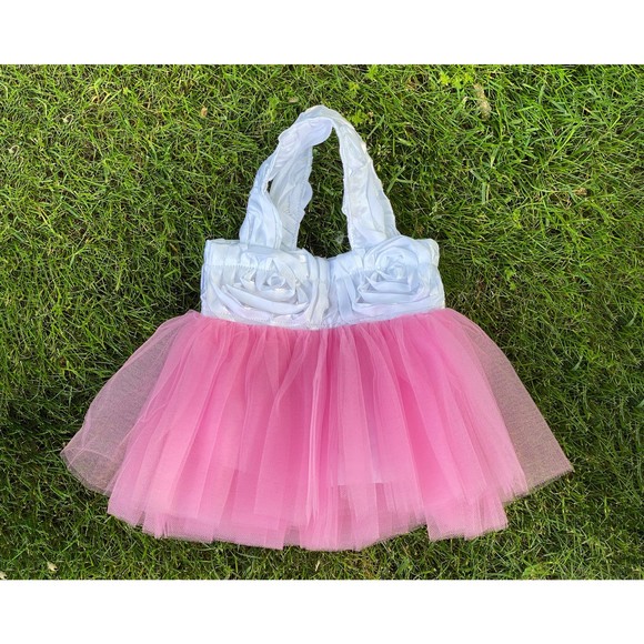 Princess Tote, Bridal Tote, White Pink Tutu Tote Bag, Flower Girl Tote, Ballet - Picture 4 of 4